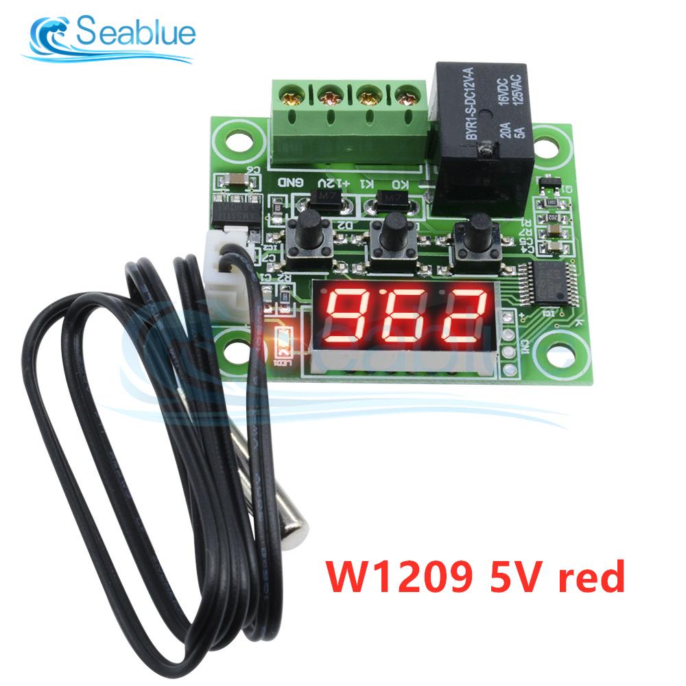 W1209 LED Digital Thermostat Temperature Controller Thermometer Switch Module Waterproof NTC Sensor DC 5V 12V 24V AC 110-220V