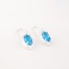 Natural Swiss Blue Topaz Gemstone 925 Fine Silver Jewelry Handmade Earrings 1.4" EE-169-8