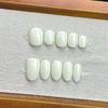 Handmade Press On Nails Glossy Solid Cream White Phototherapy Fake Nail Patch Artificial Nail Reusable