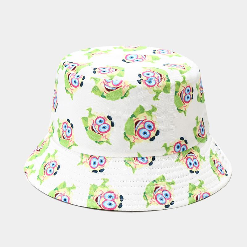 Sombrero de pescador con estampado creativo de vegetales para mujer, sombrero para el sol para exteriores, de verano, versátil