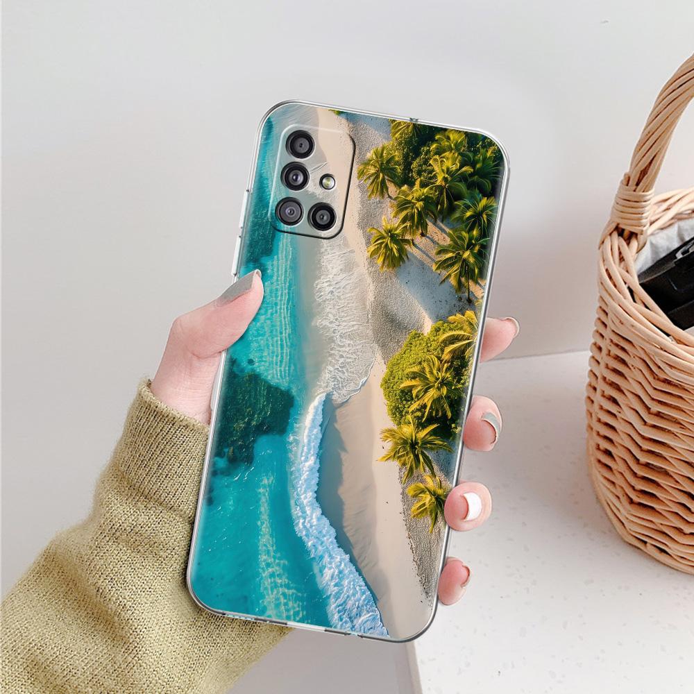 Case For Samsung A15 A13 A35 A55 A51 A71 A41 A31 A21S A05 A17 A23 A25 A33 A53 A73 5G A07 4G Cover Seaside Scenery Wave Beach