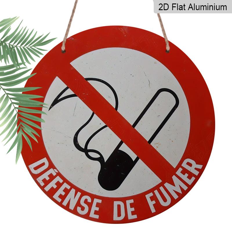

2D Flat, 1pc Round Aluminum Defense de Fumer No Smoking Sign, Red & White High Visibility Design, Waterproof & Durable, Easy to Install, Perfect for 7.87*7.87inch