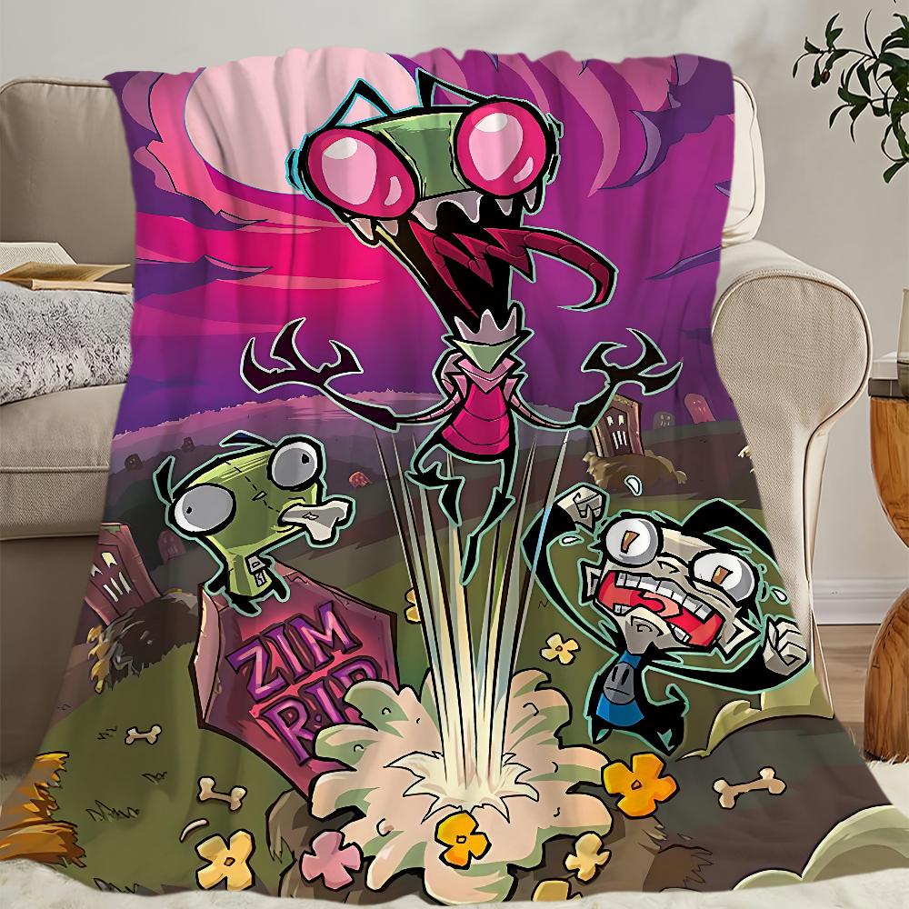 Funny Cartoon I-Invader Zim Blanket Blanket for Couch Sofa Travel Home Hiking Picni Bed Beding Flannel Blanket birthday gift