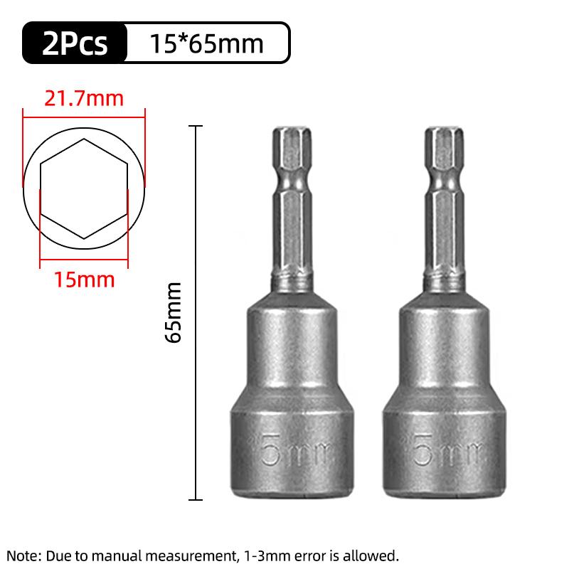 1PC Hex Socket Sleeve Nozzles Strong Magnetic Nut Driver Set Drill Bit Adapter Wind Approved Sleeve Electric 6 8 10 13 17 19MM