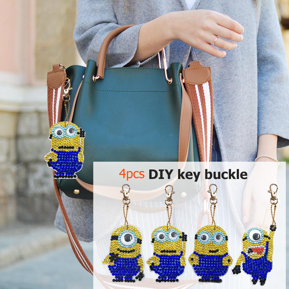 Buy 4pcs DIY Diamond Painting Key Chain Full Drill Keyring Women Bag ...