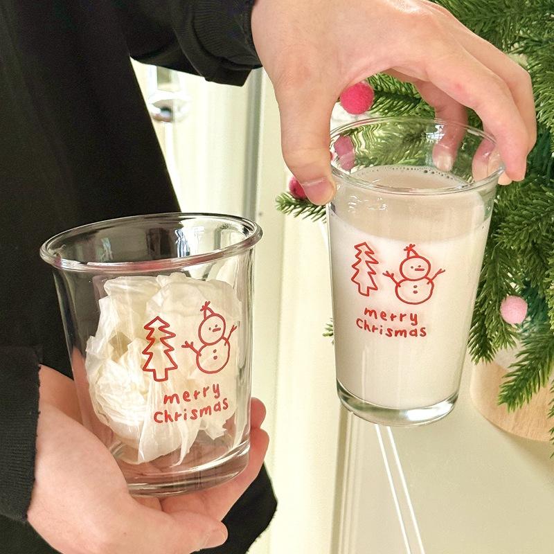 Nyår Jul Snögubbe Glasmugg Vinteratmosfär Vattenkopp Flickaktig Frukostmugg Hög Utseendenivå Mjölkmugg