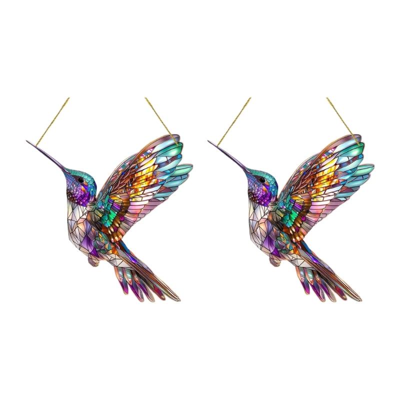 

2 Piece Acrylic Bird Hanging Ornament Creates Colorful Reflection For Indoor Outdoor Space And Home Garden Decors