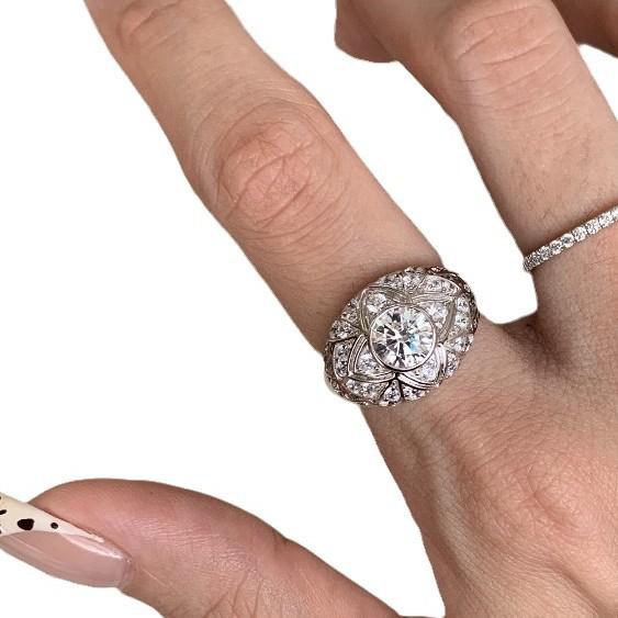 Light Luxury Retro Mango Four-Leaf Clover Inlaid With Diamonds Ring, High Value, Antique Style Temperament, Versatile Luxury Index Finger Ring