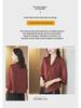 2024 Spring Women's Embroidered Buttoned Top - Irregular Design, Three-Quarter Sleeves