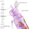 750ML Cute Capybara Cartoon Straw Water Bottle Leakproof Portable with Woven Carry Rope for Camping Picnics Kids Water Cup