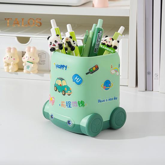 Desk Pen Holder Cartoon Vehicle Shape Pencil Holder Multi-functional Desktop Makeup Brush Organizer for Home School Office