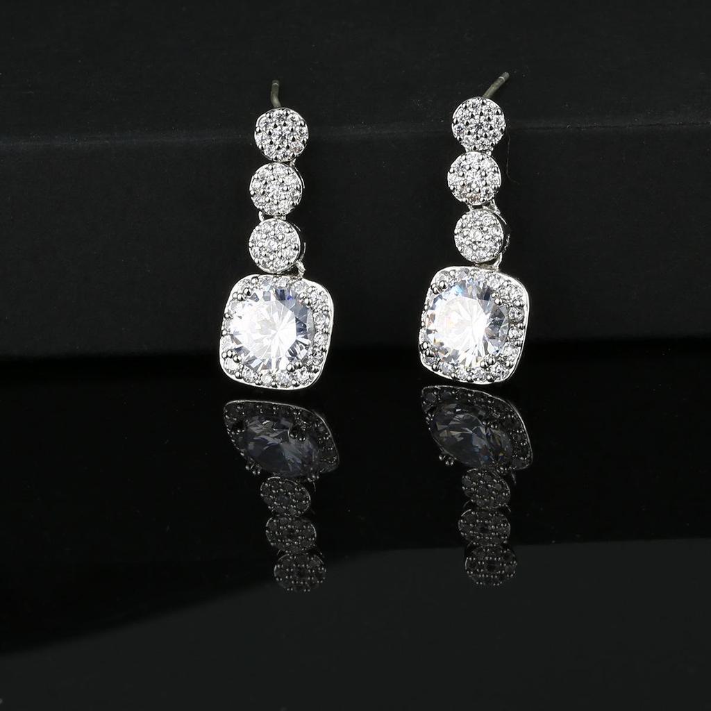 Elegant Long Tassel Zircon Stud Earrings - Women's Exquisite Circle Jewelry