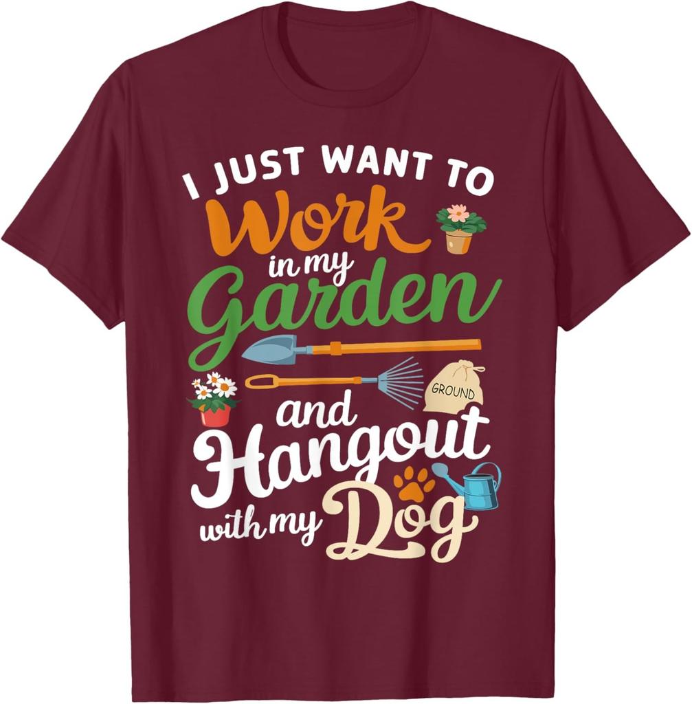 Gardening Dog Lover Gardener Garden Plants Funny Unisex T-Shirt