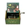 Christmas wooden painted music box wooden hand crank music box holiday gift