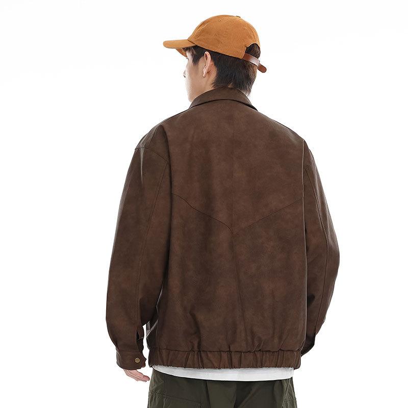 Американская куртка из искусственной кожи мужская свободная бейсбольная куртка большого — фото 5