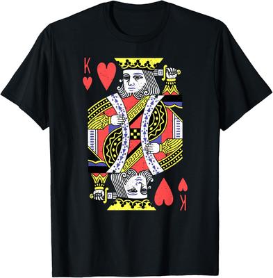 King of Hearts Playing Card Graphic Print Men's Cotton T-Shirt Casual Daily Short Sleeve Tee