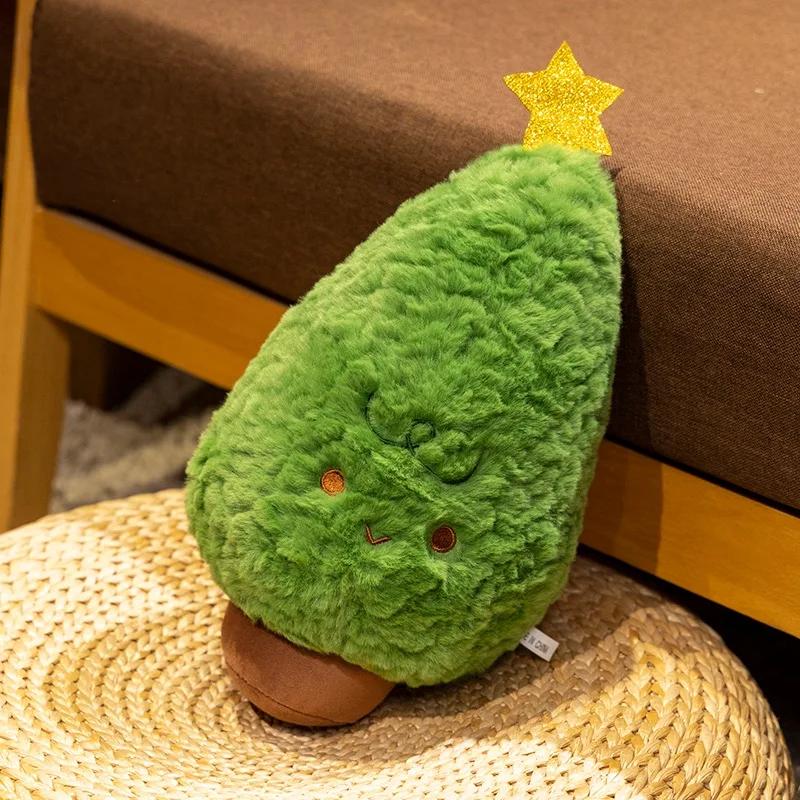 Cartoon Christmas Tree Plush Pillow Stuffed Pine Shaped Doll Toys for Children Car Room Christmas Decoration Cushion Gifts