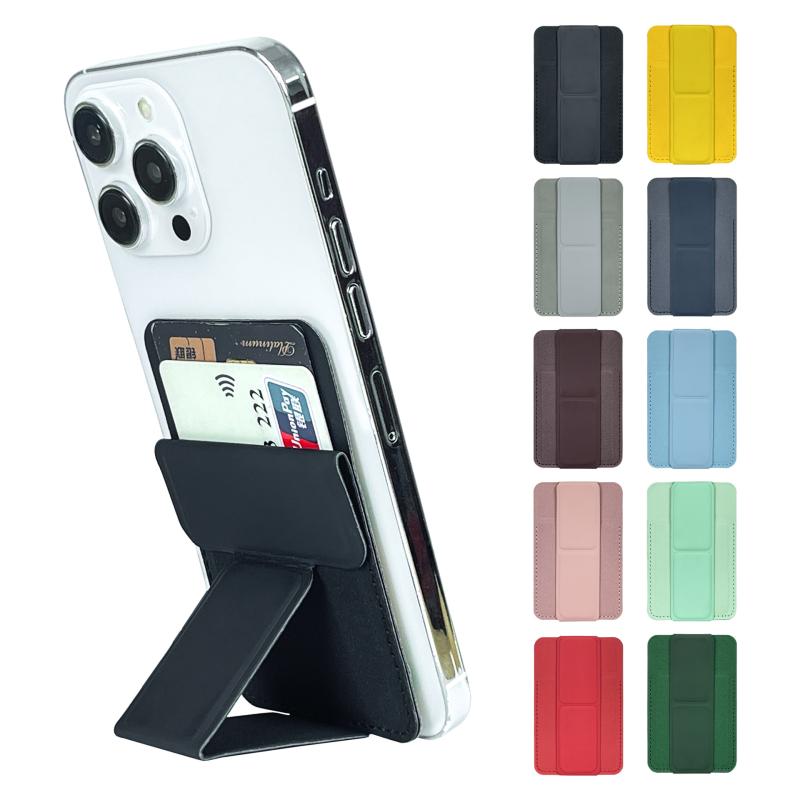 2 In 1 Phone Wallet Stick On Credit Adhesive Card Holder For Back Of Phone Case Pocket Card Slot Folding Kickstand Stand