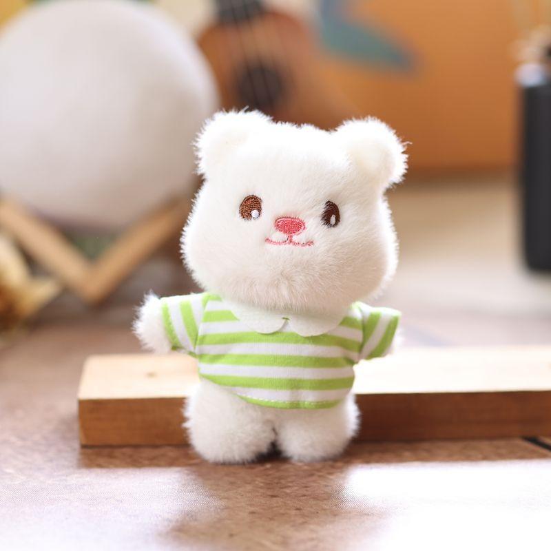 Clothes Wear Stripe Bear Pendant Plush Animal Toy Doll Bag Keychain Pendant