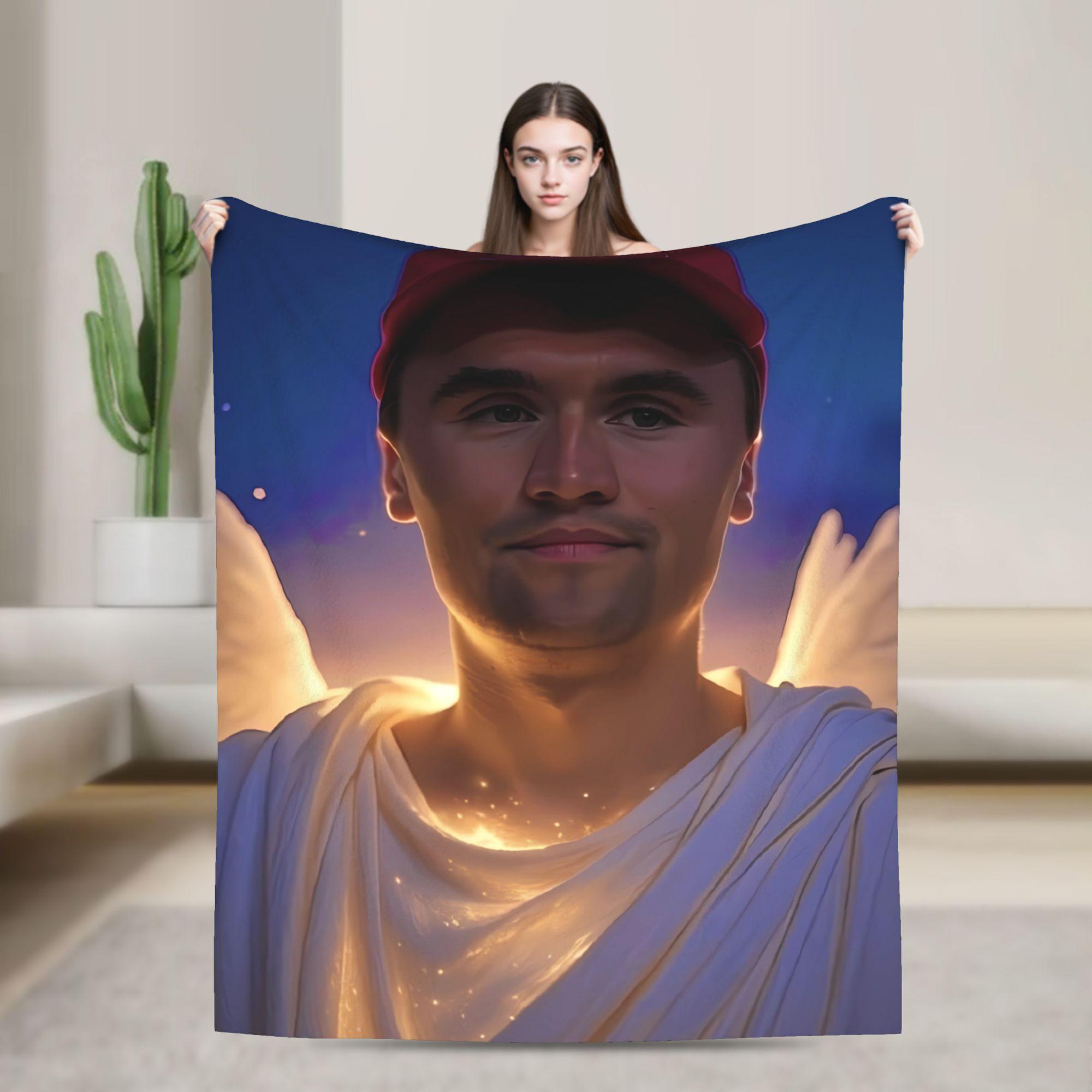 

Charlie Kirk Angelic Advocate Blanket Quality Warm Soft Throw Blanket Winter Travel Living Room Print Bedspread 50x60in