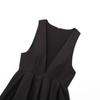 2024 Autumn/Winter Women's Wavy Hem Midi Skirt with Deep V-Neck Cinched Waist Sleeveless Top