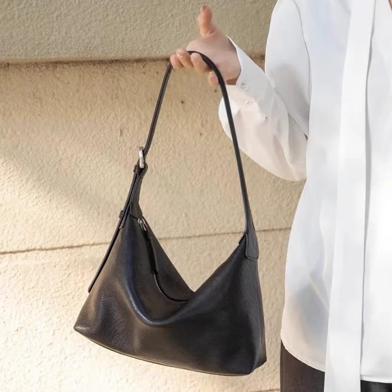 Leather First Layer Vegetable Tanned Cowhide Hobo Shoulder Armpit Bag Women'S Niche High-End Messenger Dumpling Bag