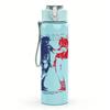 1PC Red blue split male figure band print 750ml colorful plastic sports water bottle leakproof pop up lid with straw for outdoor work home use