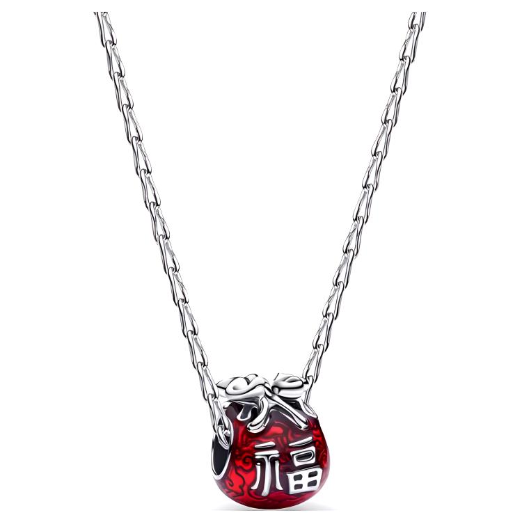 Pandora Butterfly Knot Fortune Character Pendant 925 Silver Necklace Women necklace ZT3082 Box