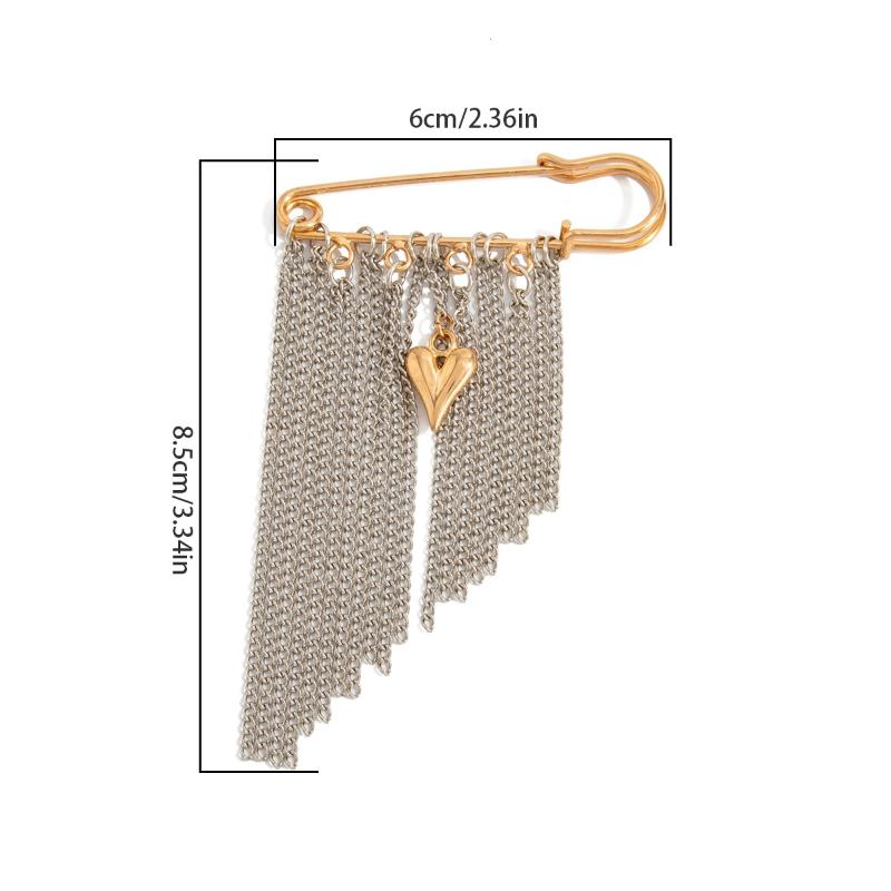 Broche Cœur Chaîne Gland Élégante Minimaliste Épingle de Sûreté Decorative Broche de revers Pour Costume Veste Pull Vêtement Accessoire Bijou