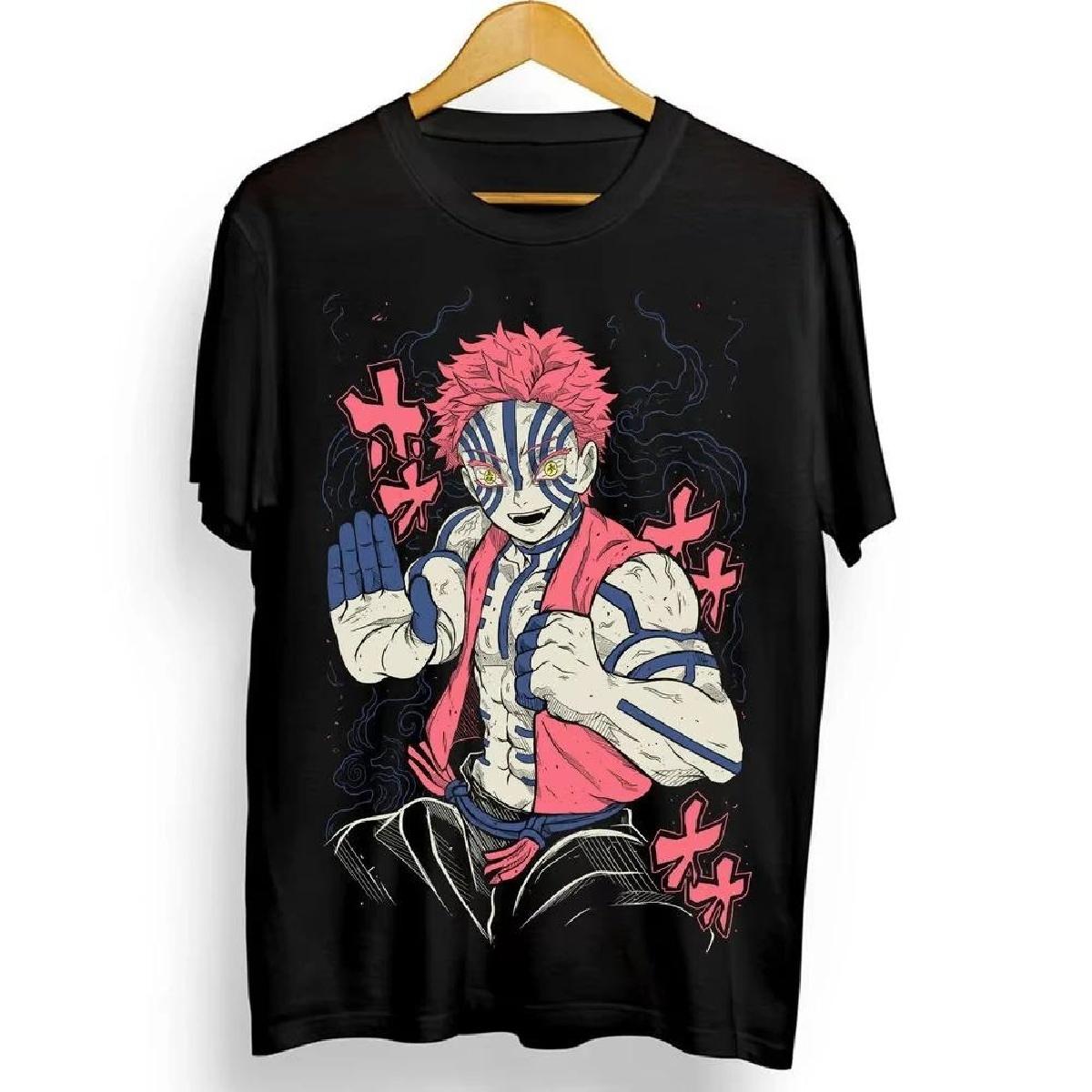 

Футболка Akaza Kimetsu No Yaiba 2025 Demon Slayer Tanjiro, черная футболка унисекс, все размеры XXXXXL чёрный