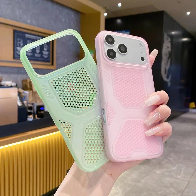 Original Candy Color Breathable Mesh Case For iPhone 17 16 15 14 13 12 11 Pro Max Heat Dissipation Cooling Shockproof Soft Cover