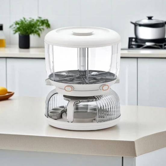 Wielofunkcyjny Pojemnik do Przechowywania w Kuchni Dwuwarstwowy Duża Pojemność Obrotowy Przezroczysty Szczelny Pojemnik na Zboże/Płatki Śniadaniowe Uchwyt na Jajka Artykuły Kuchenne