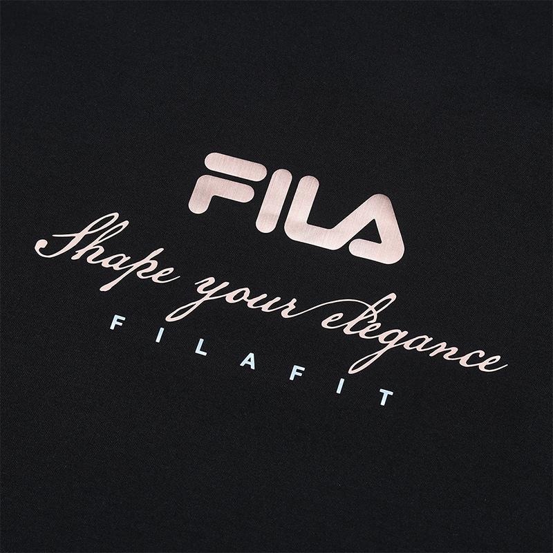 Fila Fitness Loose Comfortable Simple Breathable Regular T-Shirt Women Tops Deep-Black A11W521107FBK