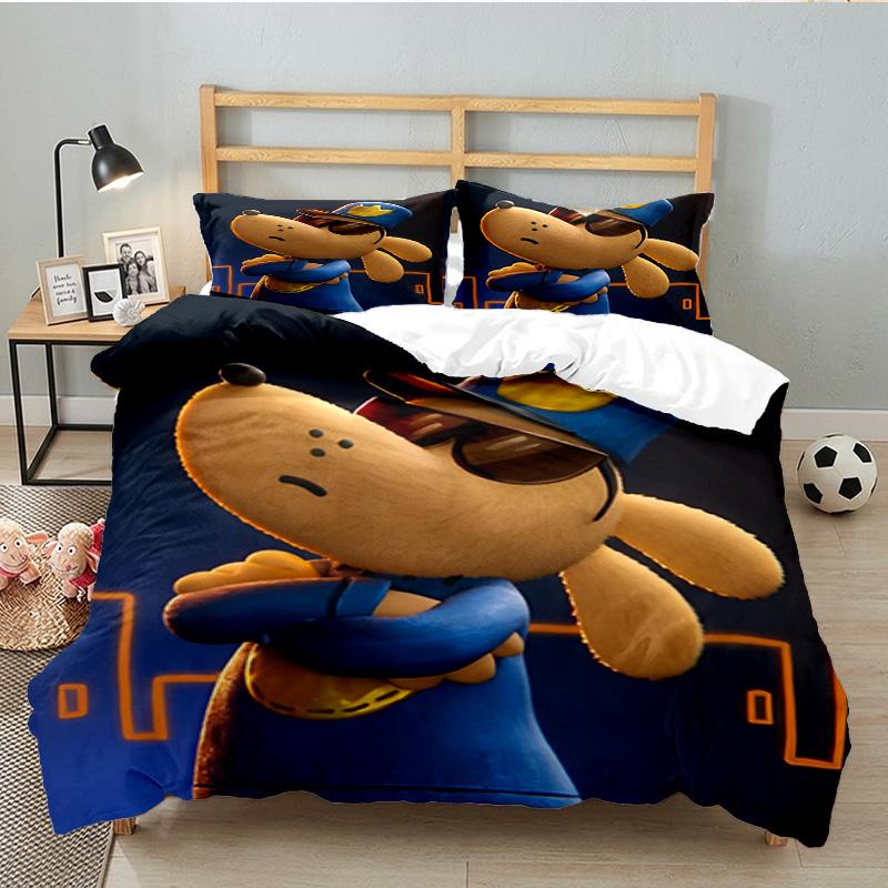 Dog Man And Friends Adventure 3PCS Bedding set,Ideal for 1pc Duvet Cover And 2pcs Pillowcases Perfect for Fan gift,Ideal for Bedroom, Dormitory