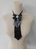 Women Bow Tie Brooch, Houndstooth Rhinestone Bow Neck Tie, Satin Decorative Necktie for Shirt Suit Sweater Office Party Accessory