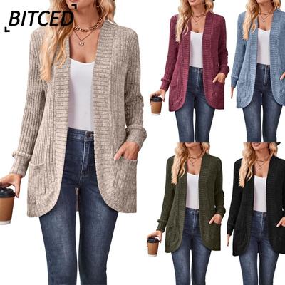 Damen Vintage Lässige Einfarbige Print Herbst Winter Langarm Jacken & Mäntel Internationales Design