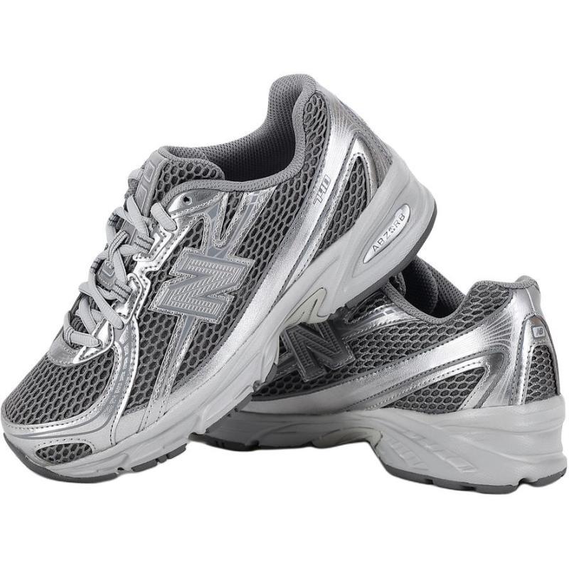 New Balance NB 740 Anti Slip Wear Resistant Low Top Kids Lifestyle Shoes Silver Teenagers Sneakers GR740MG