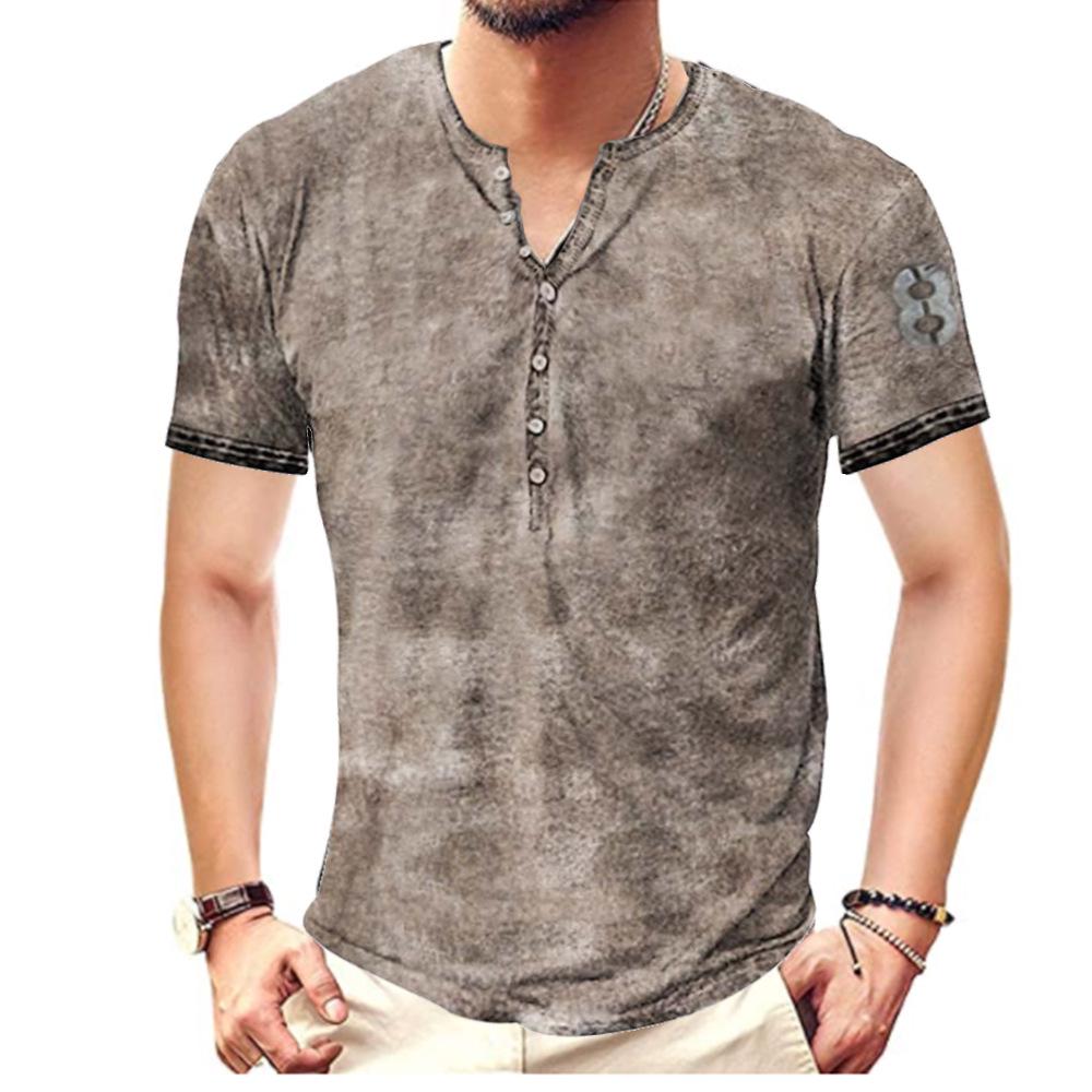 

Летняя мужская футболка с коротким рукавом с принтом в европейском и американском стиле на 3D-принте L света кофе