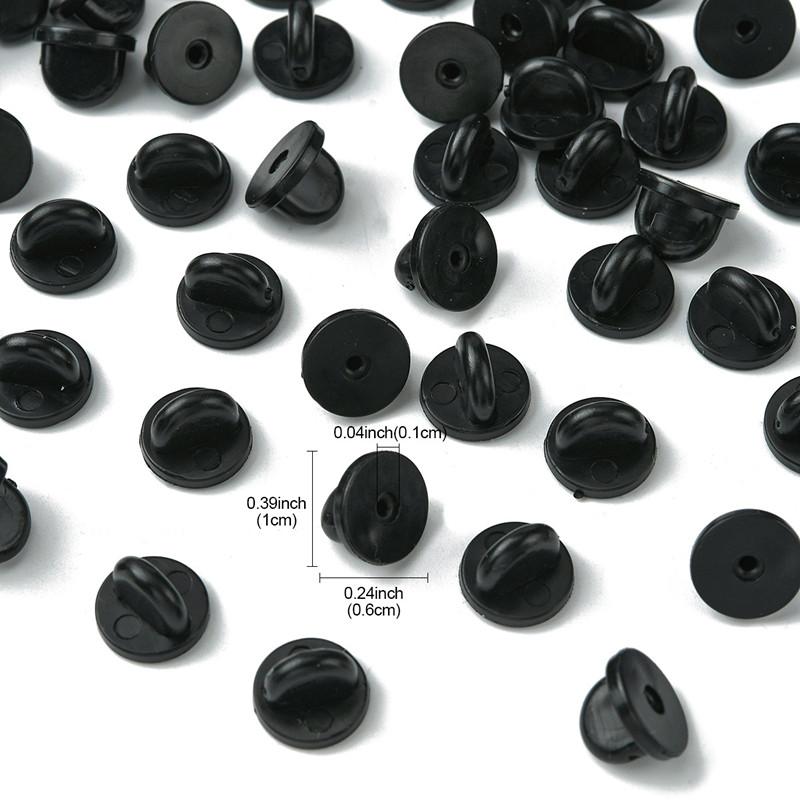 50/100/500Pcs Black Rubber Locking Pin Back Butterfly Clasp Clutch Squeeze Brooch Badge Holder For DIY Jewelry Craft Accessories