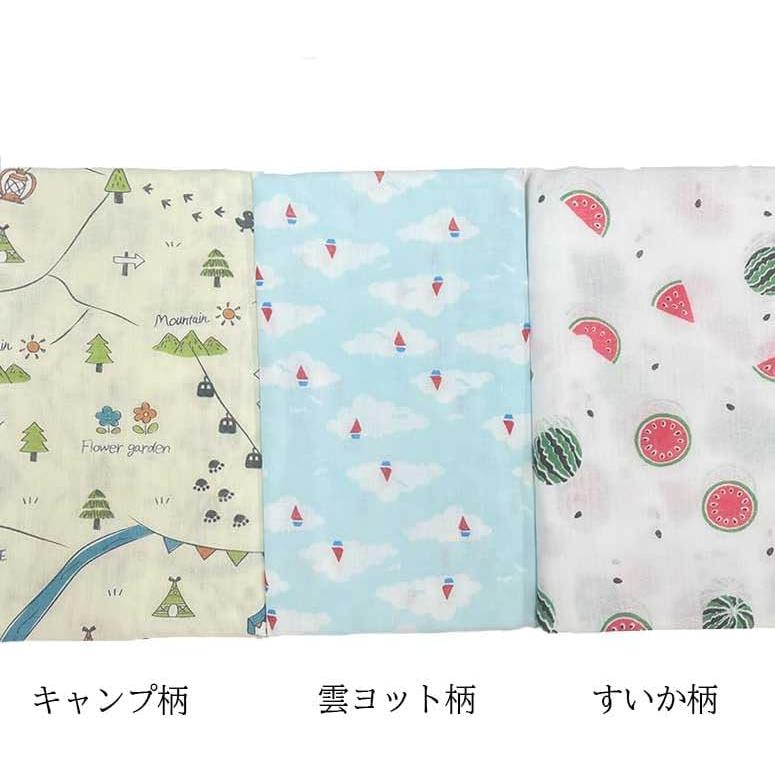 Tenugui Gauze 100% Cotton Made in Japan Fray-Resistant Hem Summer Memories Pattern Quick-Drying Thick Double Layer