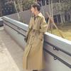 Women's Spring and Autumn New Khaki Hepburn Style Long Windbreaker Loose Large Size Temperament Double-breasted Jacket for Women