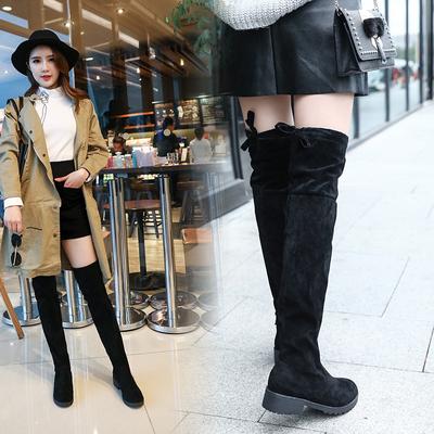 Overknee-Stiefel Damen Herbst und Winter neu Koreanische Version Reitstiefel Samt Baumwollstiefel vielseitige Stiefel flache hohe Stiefel