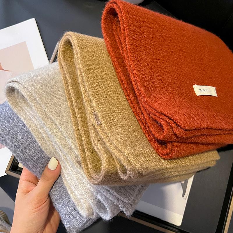 Winter Women Scarf Warm 100% Wool Knitted Shawls Casual Brand Neckerchief Cashmere Shawl Wrap Fashion Red Students Scarves