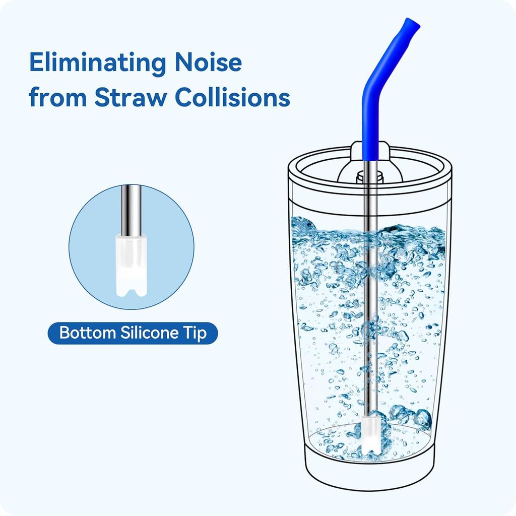 Stainless Steel Straws with Silicone Tips,Reble Metal Straws for 20 oz Tumblers & 16 oz Glass Cups,8.26" Long 0.31" Wide Drinking Straw,BPA-Free &
