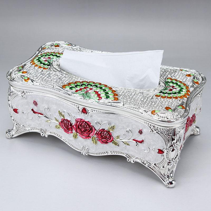 New high-grade extractive tissue box European paper drawer box with drill universal zinc alloy metal paper drawer box