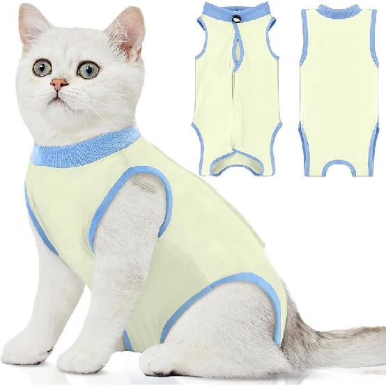 Katzen Genesungsanzug Weicher Katzen Operations-Genesungsanzug Katzen-Einteiler für Katzen nach der Operation, Kegel-E-Halsband-Alternative Leckschutz-Schutzanzug