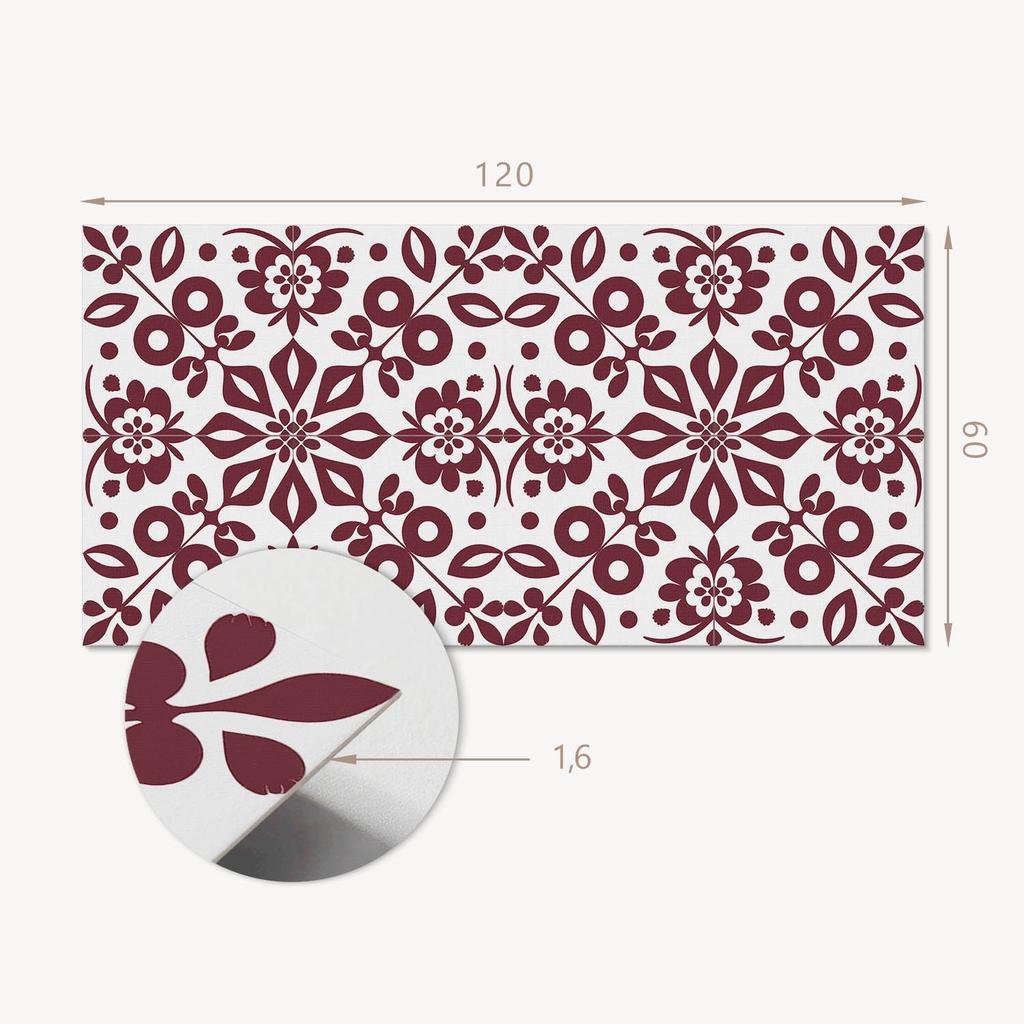 Self-Adhesive Vinyl Panel - Wall Decoration For Office 120X60 Cm Floral Pattern With Leaves