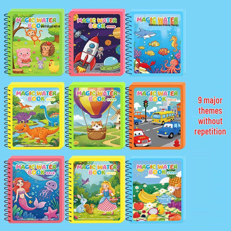 Reusable Children's Water Magic Painting Book with Water Pen for Doodling and Coloring
