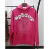 Felpa Sp5der Oversize Spessa in Pile con Stampa a Foglia Ragnatela Design Uomo Inverno Casual