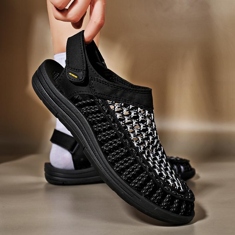 Summer  Men's Sandals Fashion Lightweight Casual Sandals Shoes Large Size Plus-size Hand-knitted Shoes Sandals